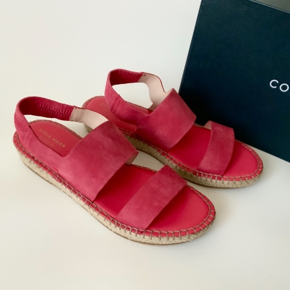 Cole Haan Cloudfeel Espadrille Red Sandals Flats - Picture 7 of 11